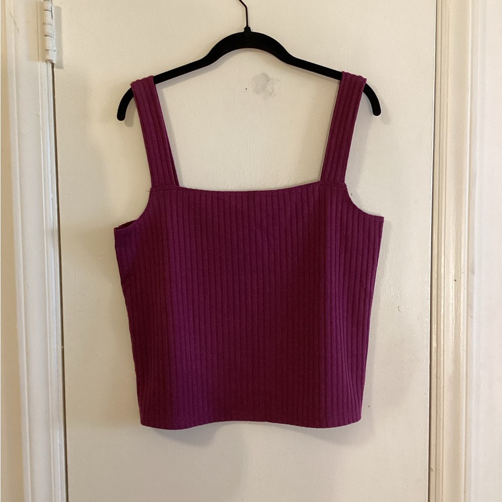 Anthropologie Purple Ribbed Crop Tank Top